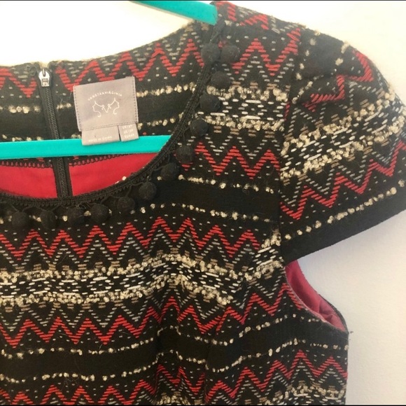 Anthropologie Pom Pom Fringe Cap Sleeve Dress - Picture 4 of 8